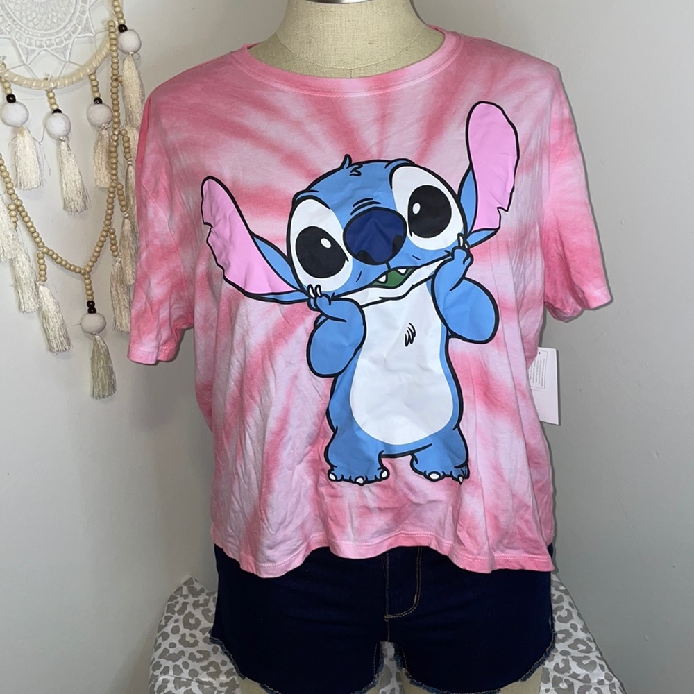 Disney Stitch Pink Tie Dye Crop Top